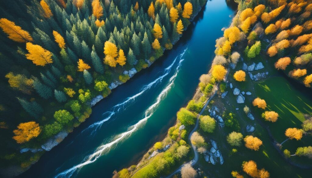 Drone photography showcasing landscape aerial views